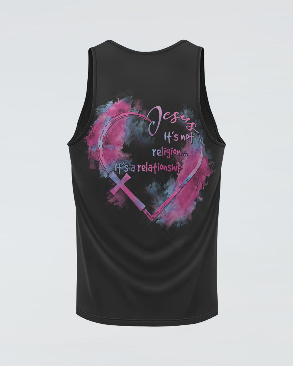 Jesus It's Not Religion Heart Watercolor Women's Christian Tanks