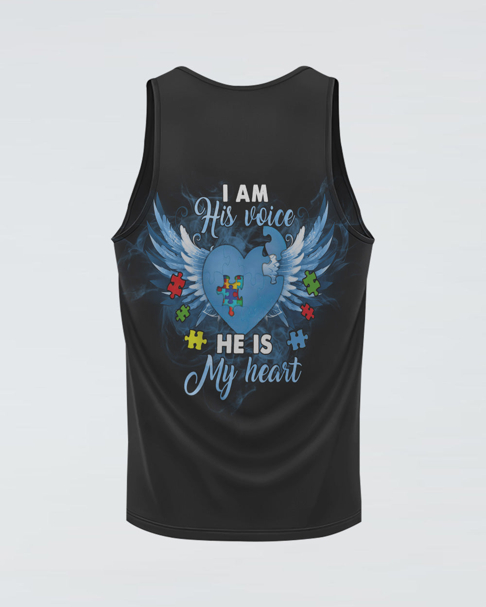 I Am His Voice He Is My Heart Women's Autism Awareness Tanks