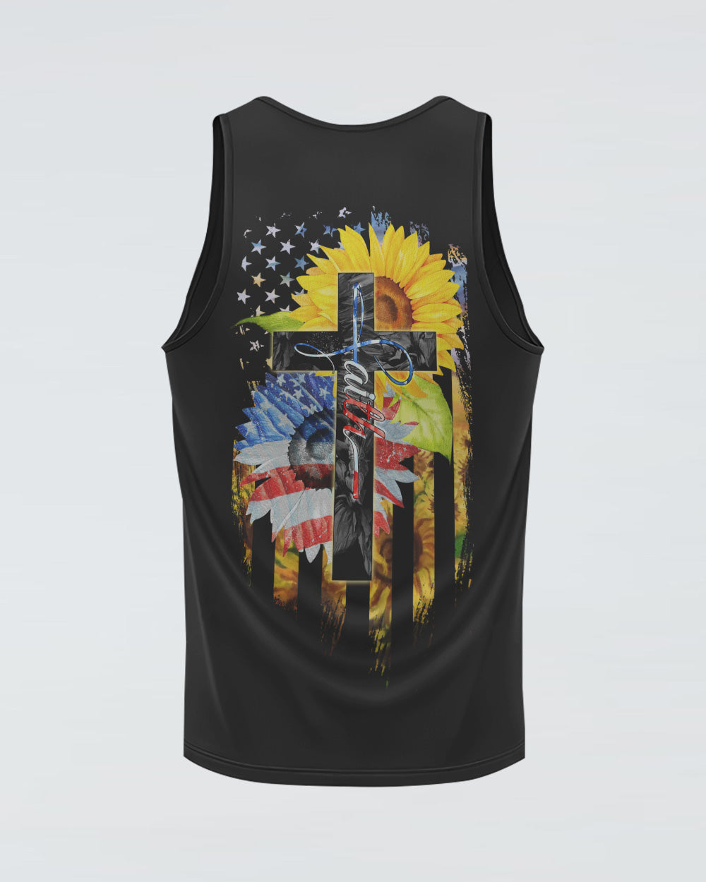 Sunflower America Faith Flag Women's Christian Tanks