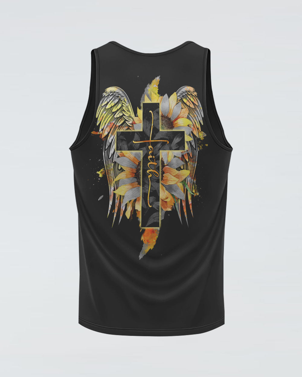 Faith Sunflower Wings Watercolor Women's Christian Tanks