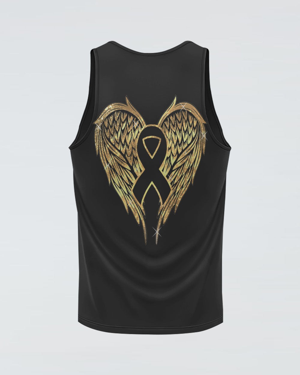 Wings Ribbon Glitter Women's Childhood Cancer Awareness Tanks