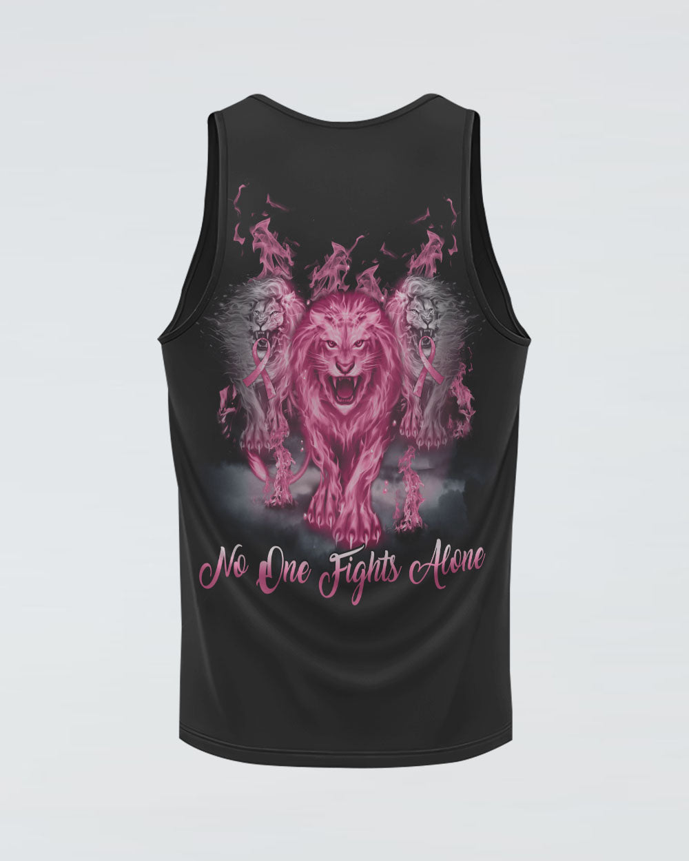 No One Fights Alone Pink Lion Women's Breast Cancer Awareness Tanks
