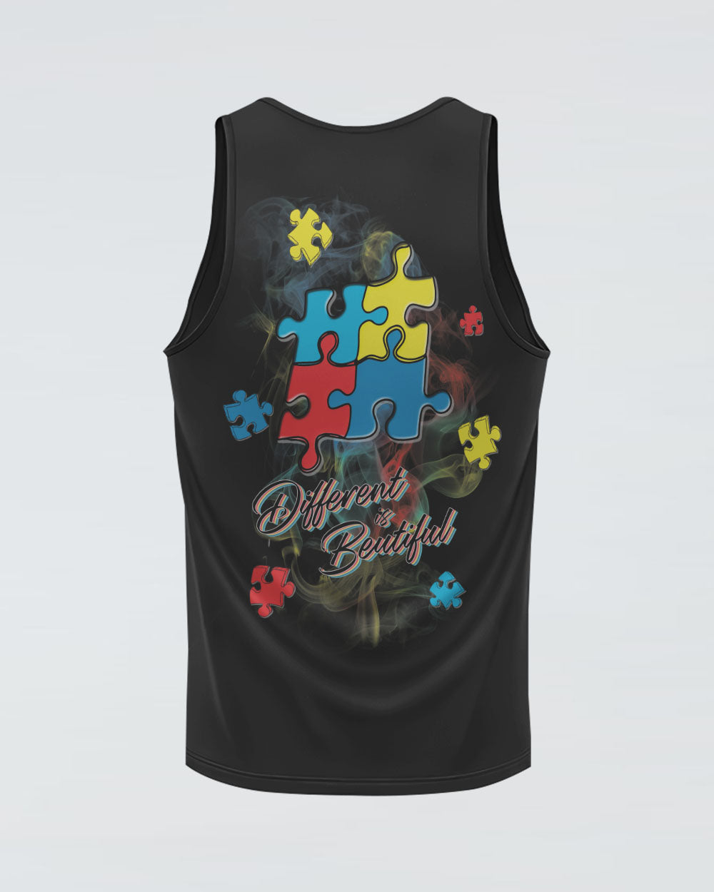 Different Is Beautiful Colorful Smoke Women's Autism Awareness Tanks