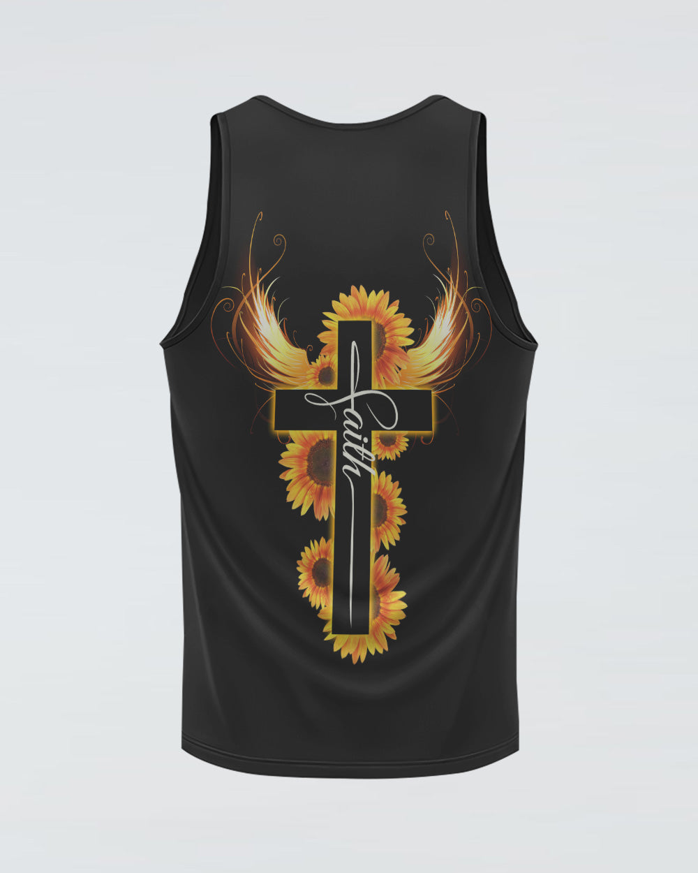 Sunflower Faith Cross Light Wings Women's Christian Tanks