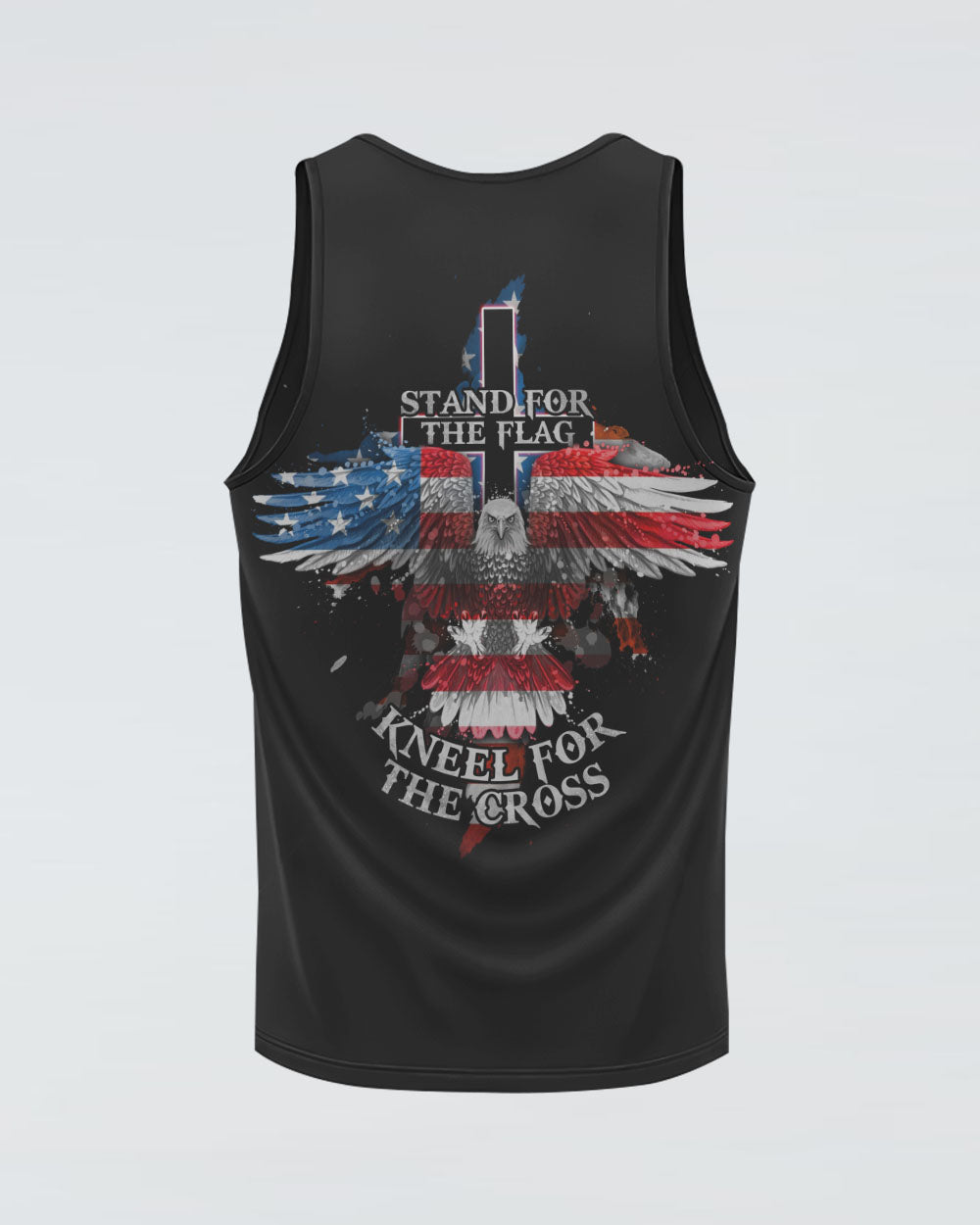 Kneel For The Cross Eagle Flag Watercolor Men's Christian Tanks