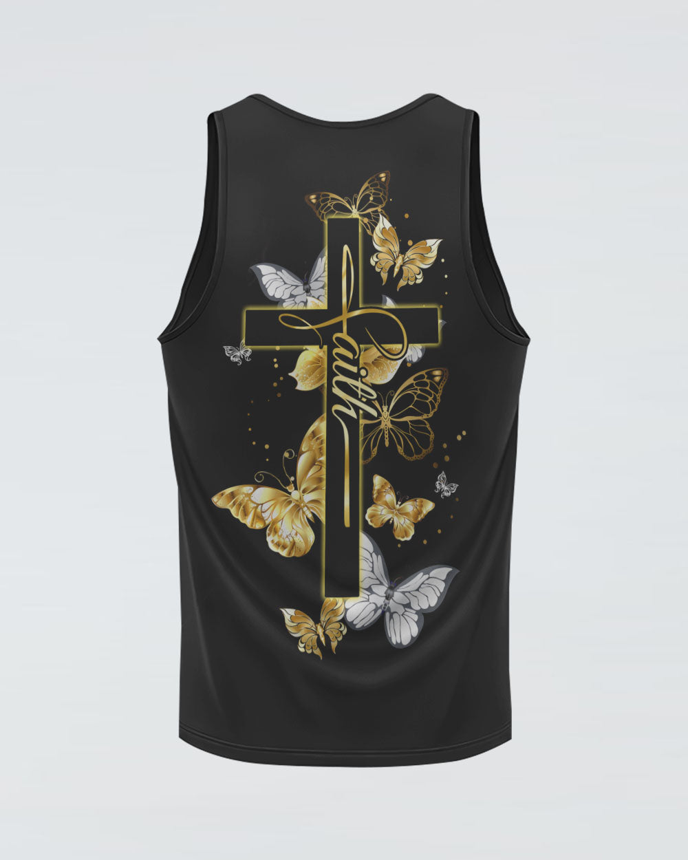 Faith Cross Gold Butterfly  Women's Christian Tanks