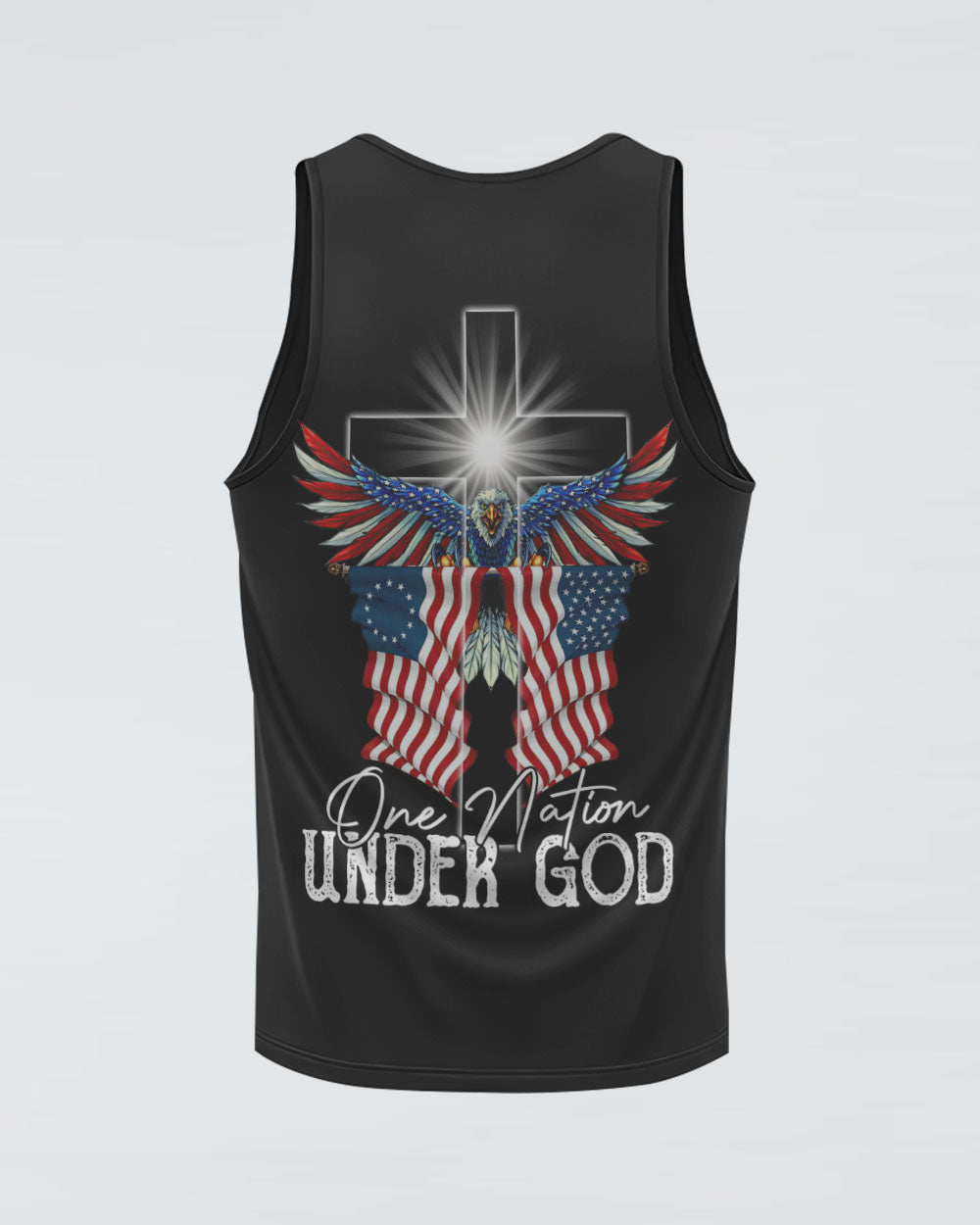 One Nation Under God Eagle With America Flag Women's Christian Tanks