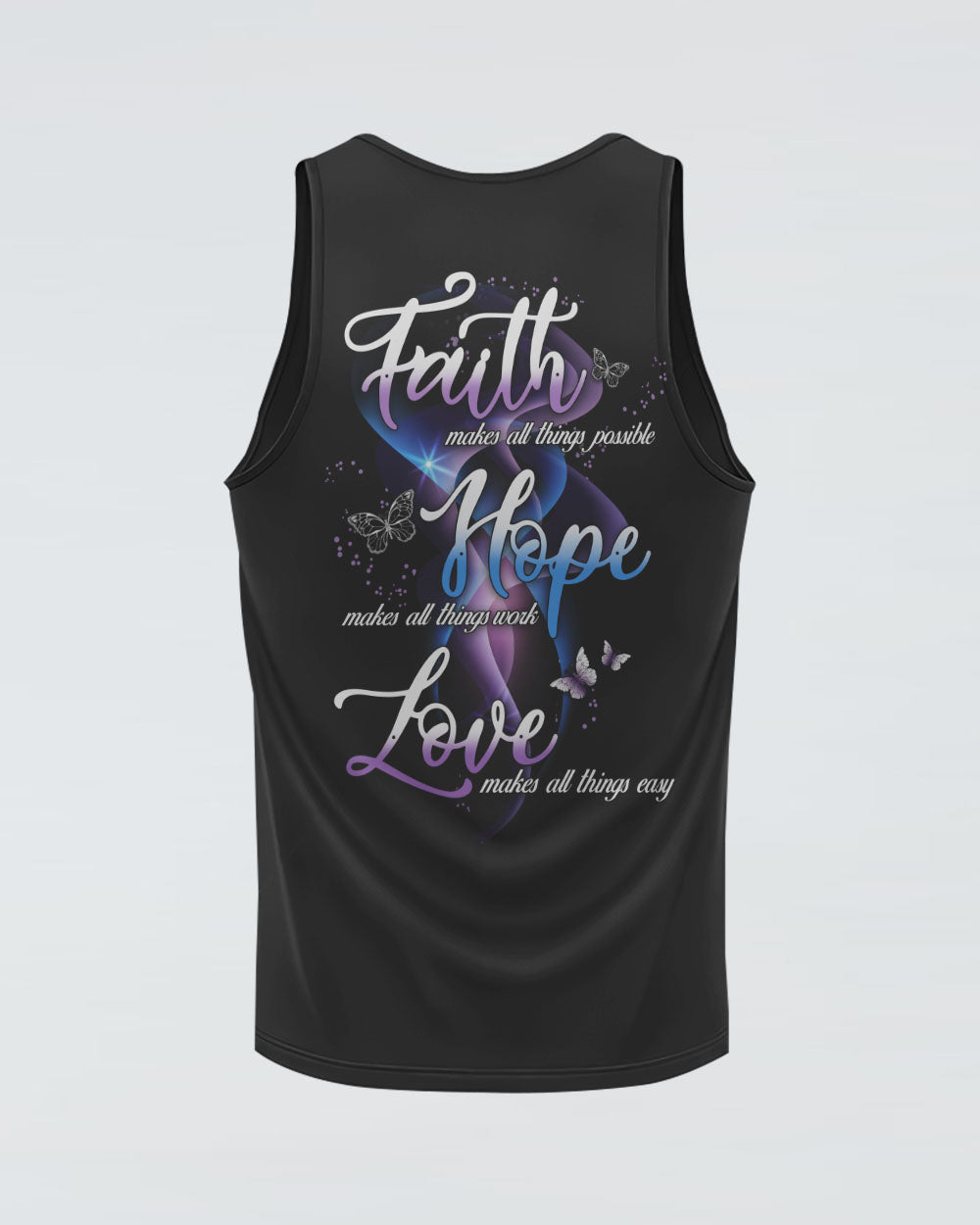 Faith Hope Love Butterfly Abstract Women's Christian Tanks
