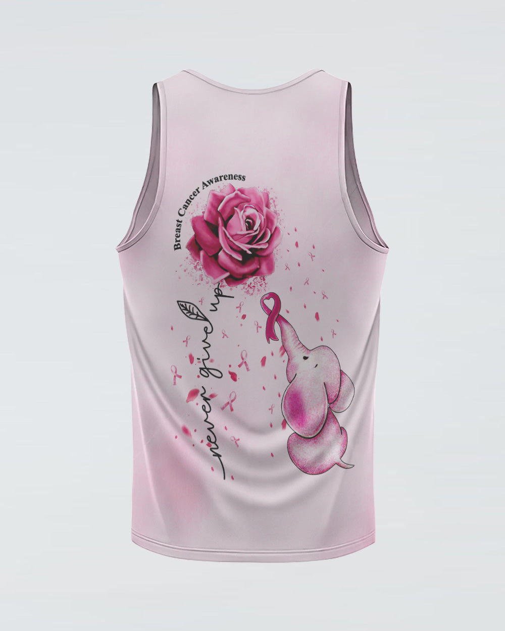 Never Give Up Rose Elephant Women's Breast Cancer Awareness Tanks
