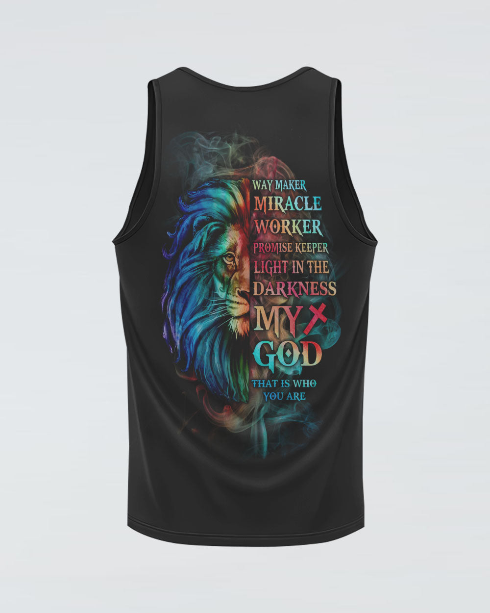 Way Maker Miracle Worker Promise Keeper Half Lion Smoke Women's Christian Tanks