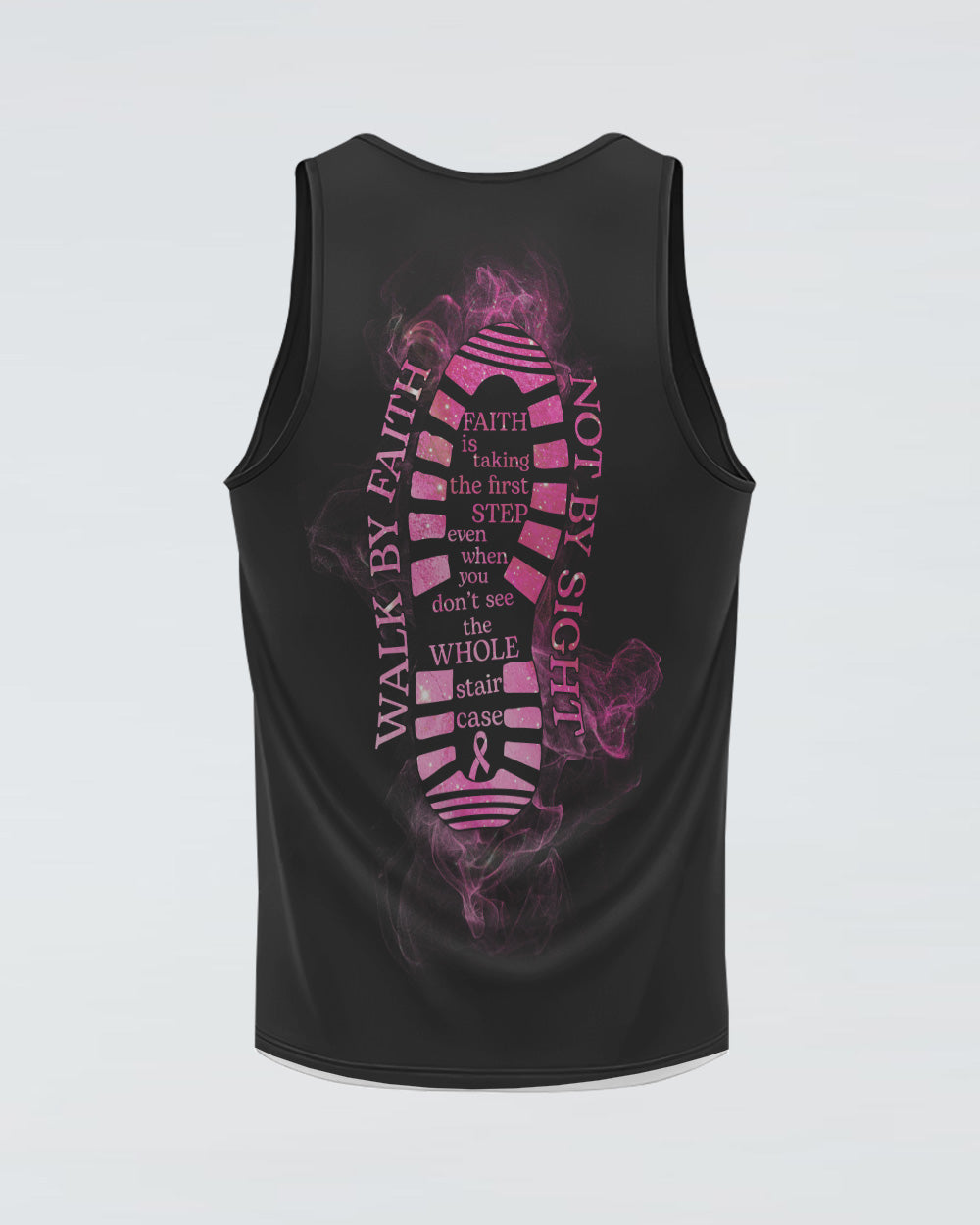 Walk By Faith Not By Sight Smoke Women's Breast Cancer Awareness Tanks
