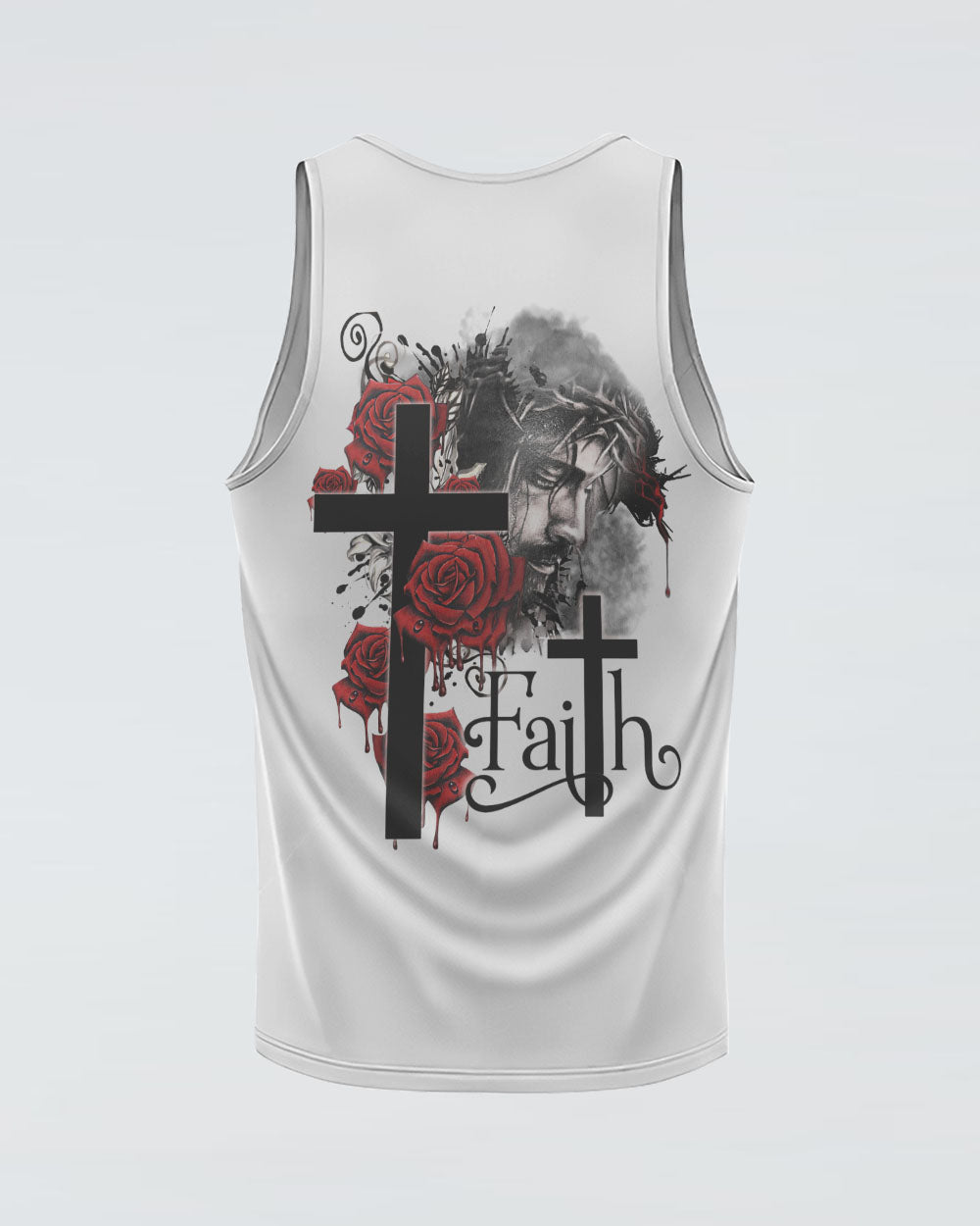 Faith Jesus Rose Watercolor Women's Christian Tanks