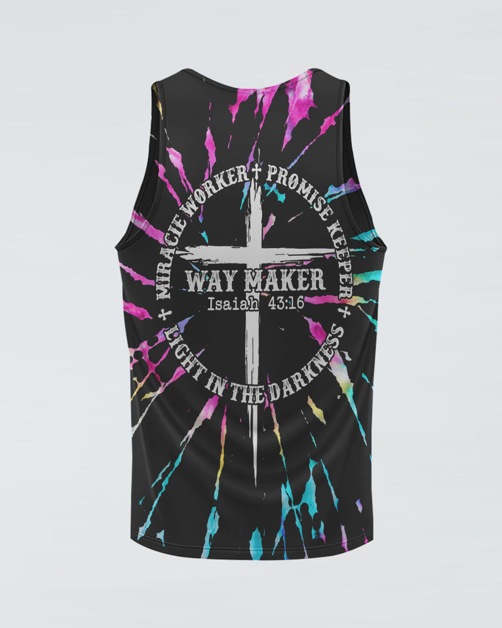 Way Maker Miracle Worker Promise Keeper Circle Tie Dye Women's Christian Tanks