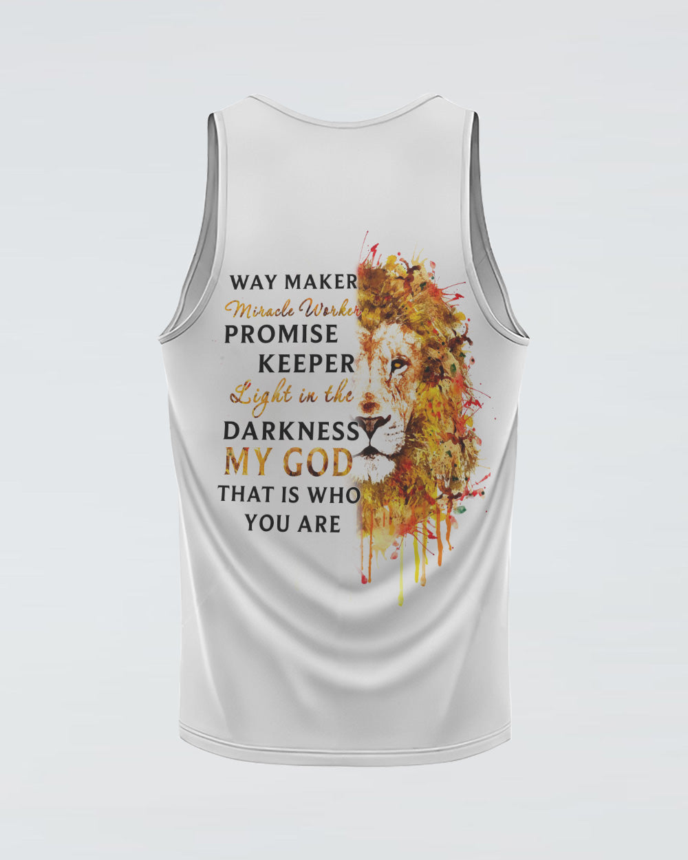 Way Maker Miracle Worker Faith Lion Watercolor Women's Christian Tanks