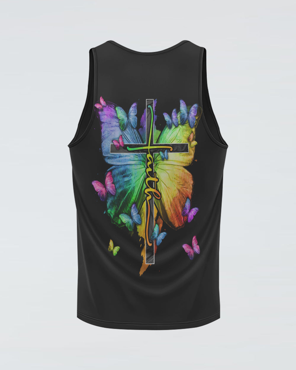 I Believe There Are Angles Among Us Colorful Butterfly Women's Christian Tanks