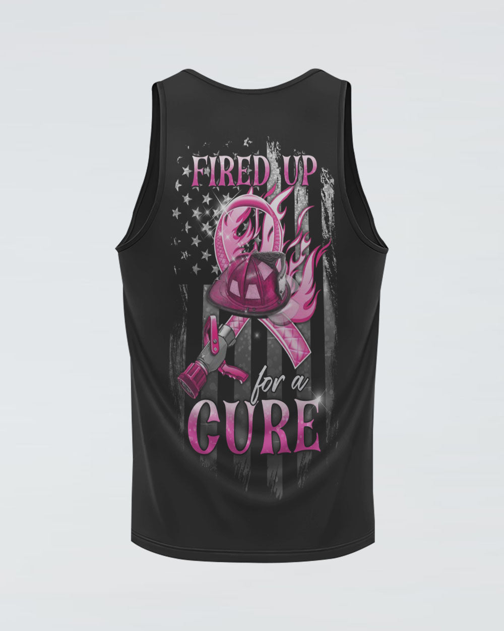 Fired Up For A Cure Flag Women's Breast Cancer Awareness Tanks