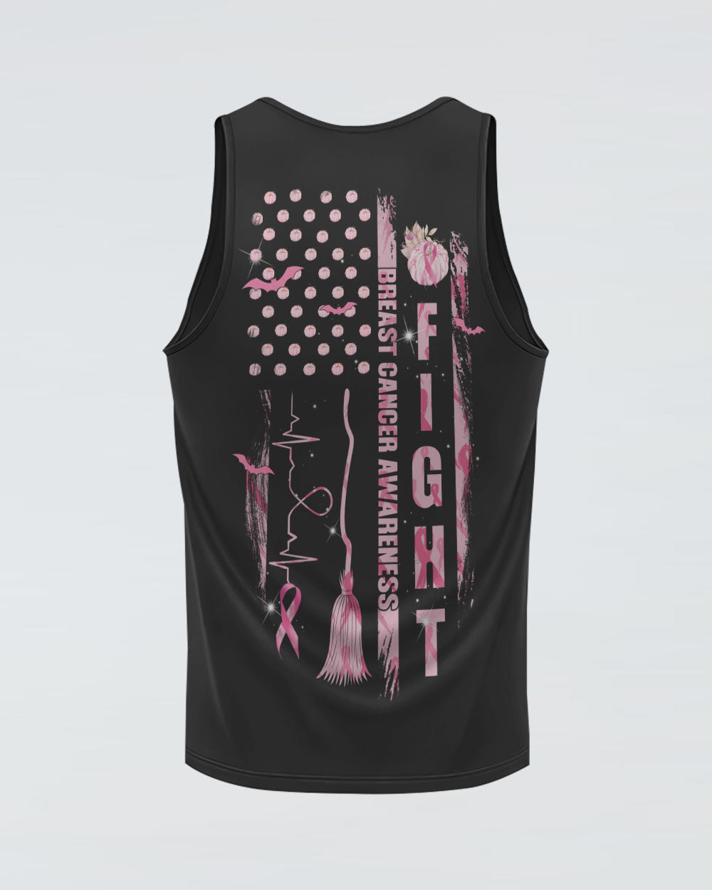 Fight Ribbon Flag Halloween Women's Breast Cancer Awareness Tanks