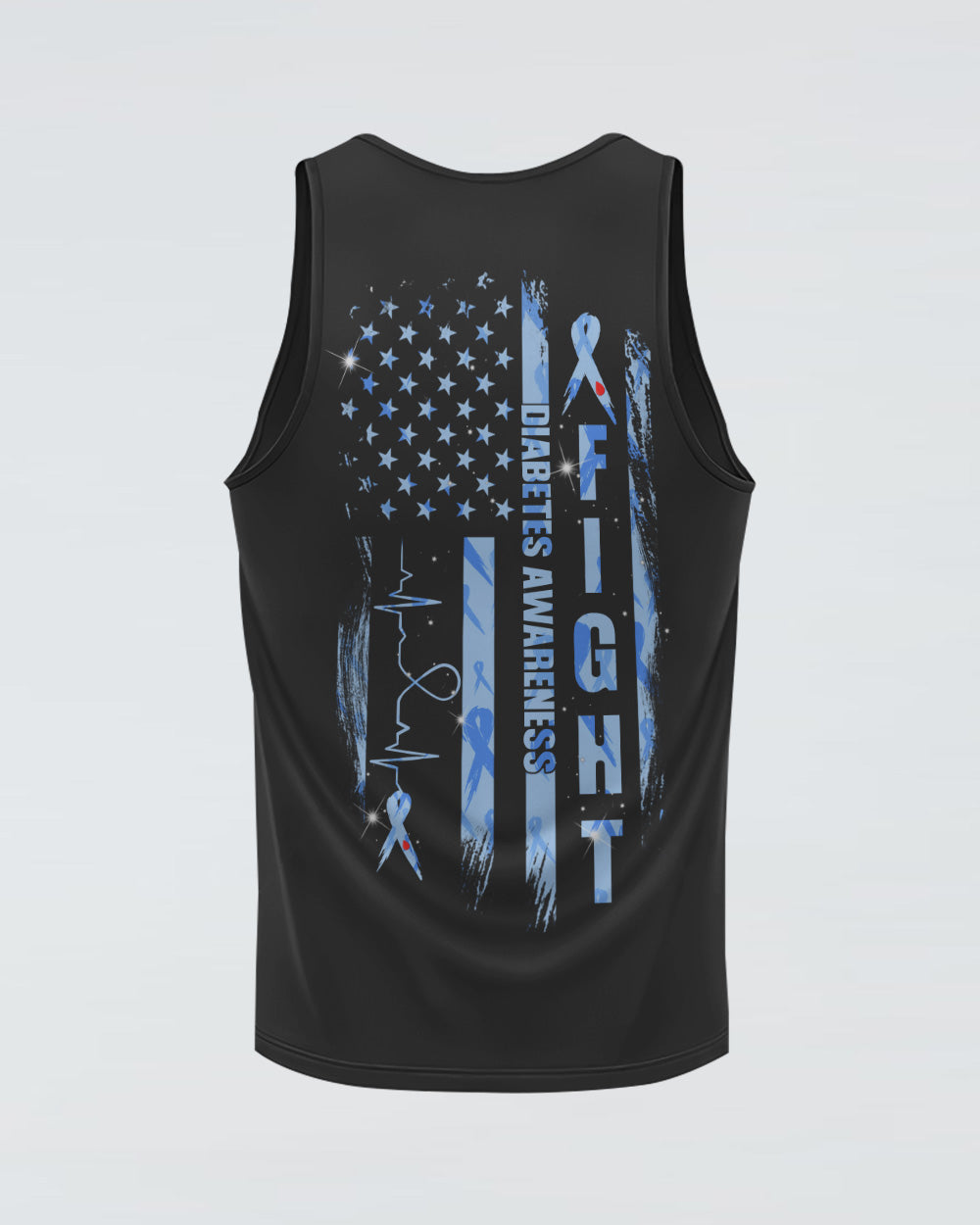 Fight Flag Ribbon Pattern Women's Diabetes Awareness Tanks