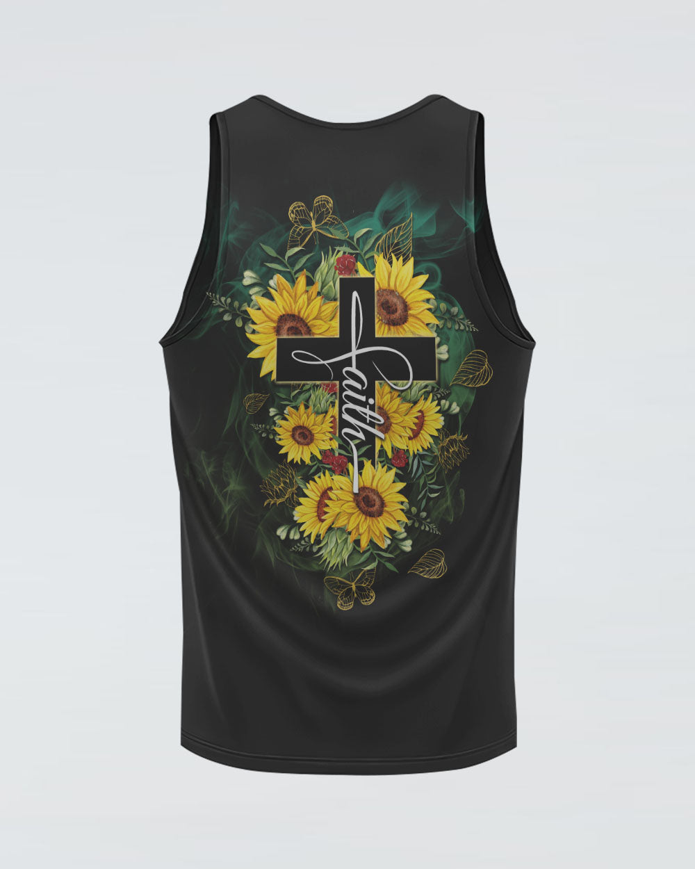 Faith Sunflower Cross Smoke Women's Christian Tanks