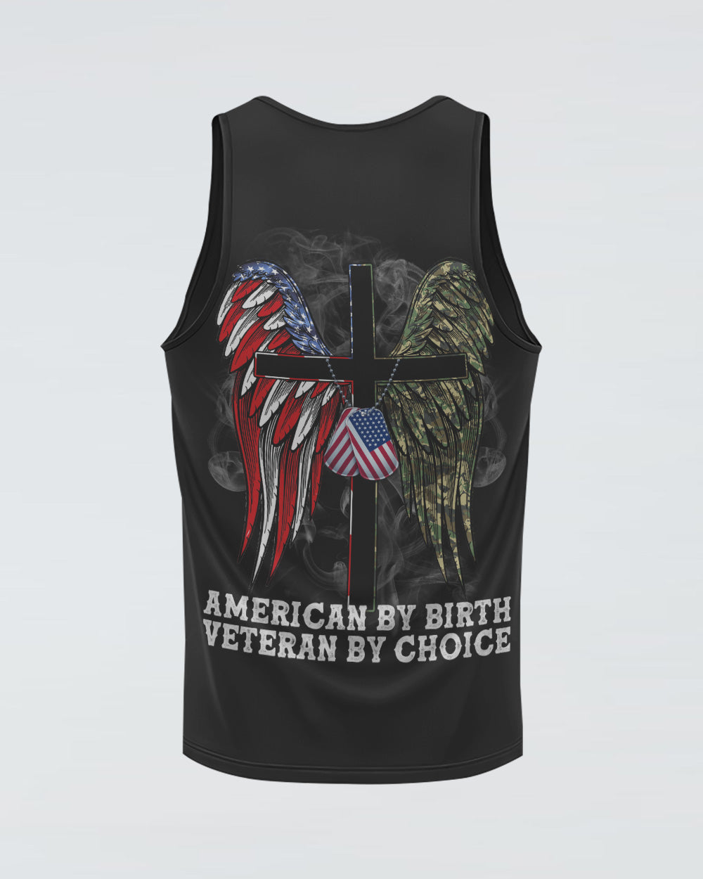 Wings Veteran American Flag Cross Smoke Men's Christian Tanks