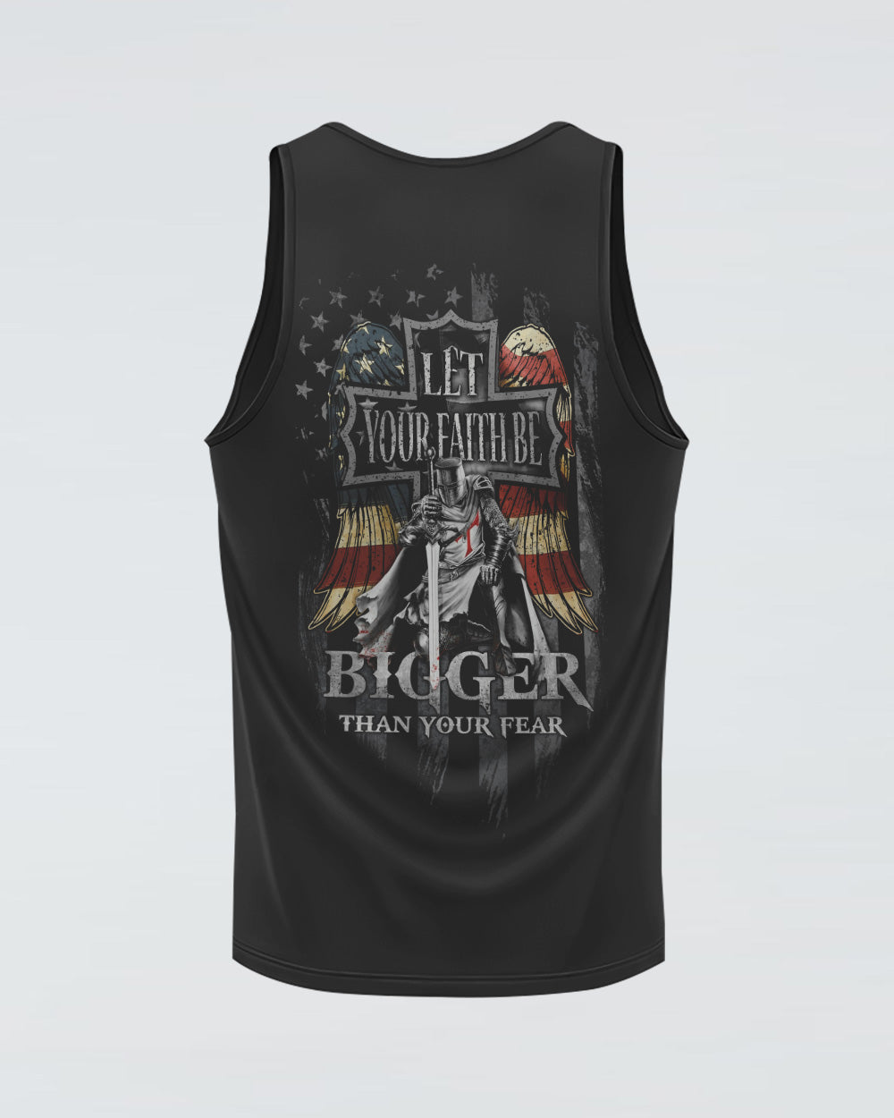 Let Your Faith Be Bigger Than Your Fear Wings Warrior Men's Christian Tanks