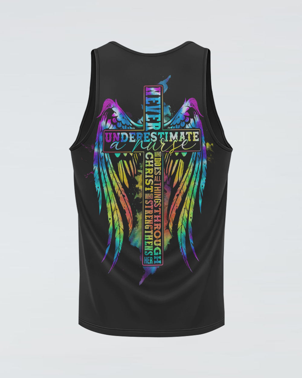 Never Underestimate A Nurse Wings Women's Christian Tanks