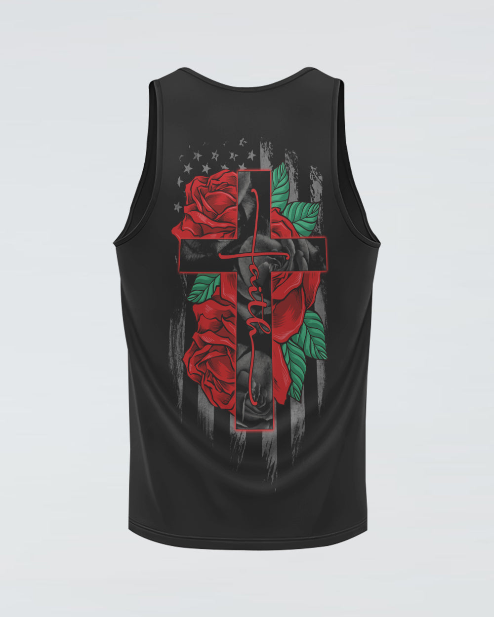 Faith Red Rose Flag Women's Christian Tanks