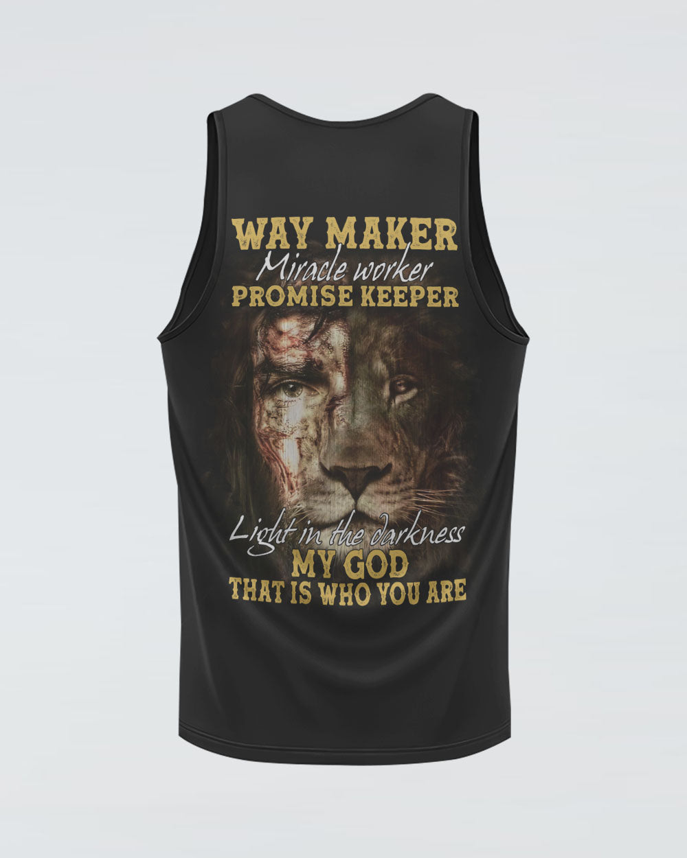 Way Maker Miracle Worker Vintage Lion Jesus Half Face Women's Christian Tanks