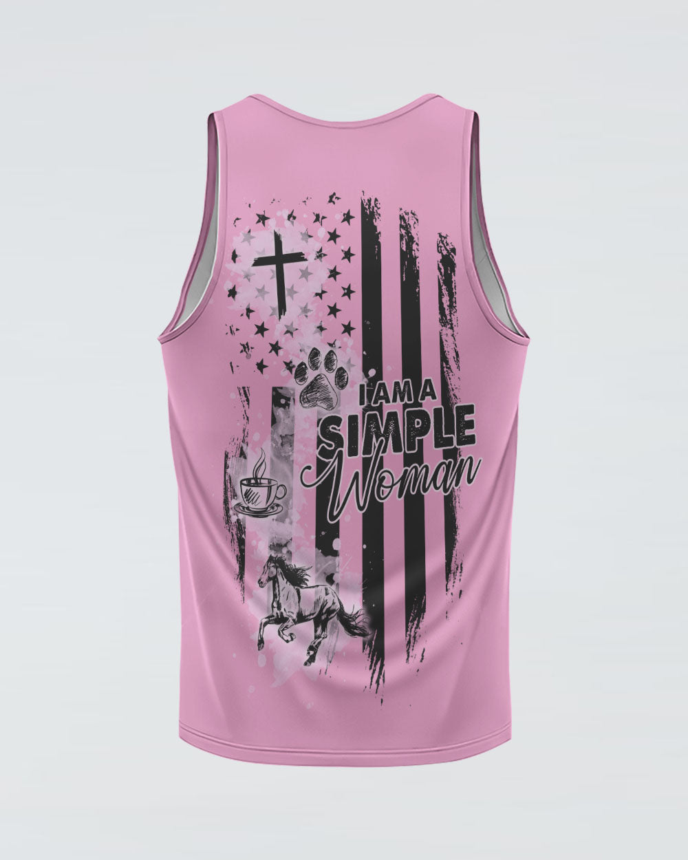 I Am A Simple Woman Pink Flag Women's Christian Tanks