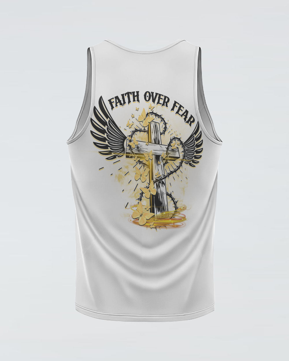 Faith Over Fear Cross Women's Christian Tanks