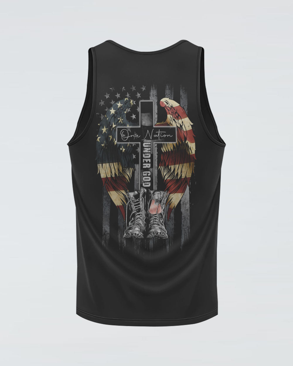 One Nation Under God Wings Veteran Men's Christian Tanks