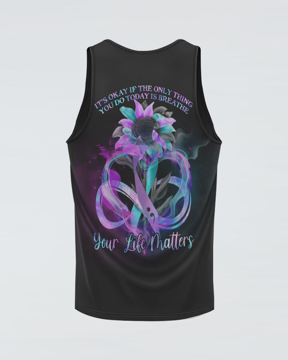 It's Okay If The Only Thing You Do Today Is Breathe Sunflower Smoke Ribbon Women's Suicide Prevention Awareness Tanks