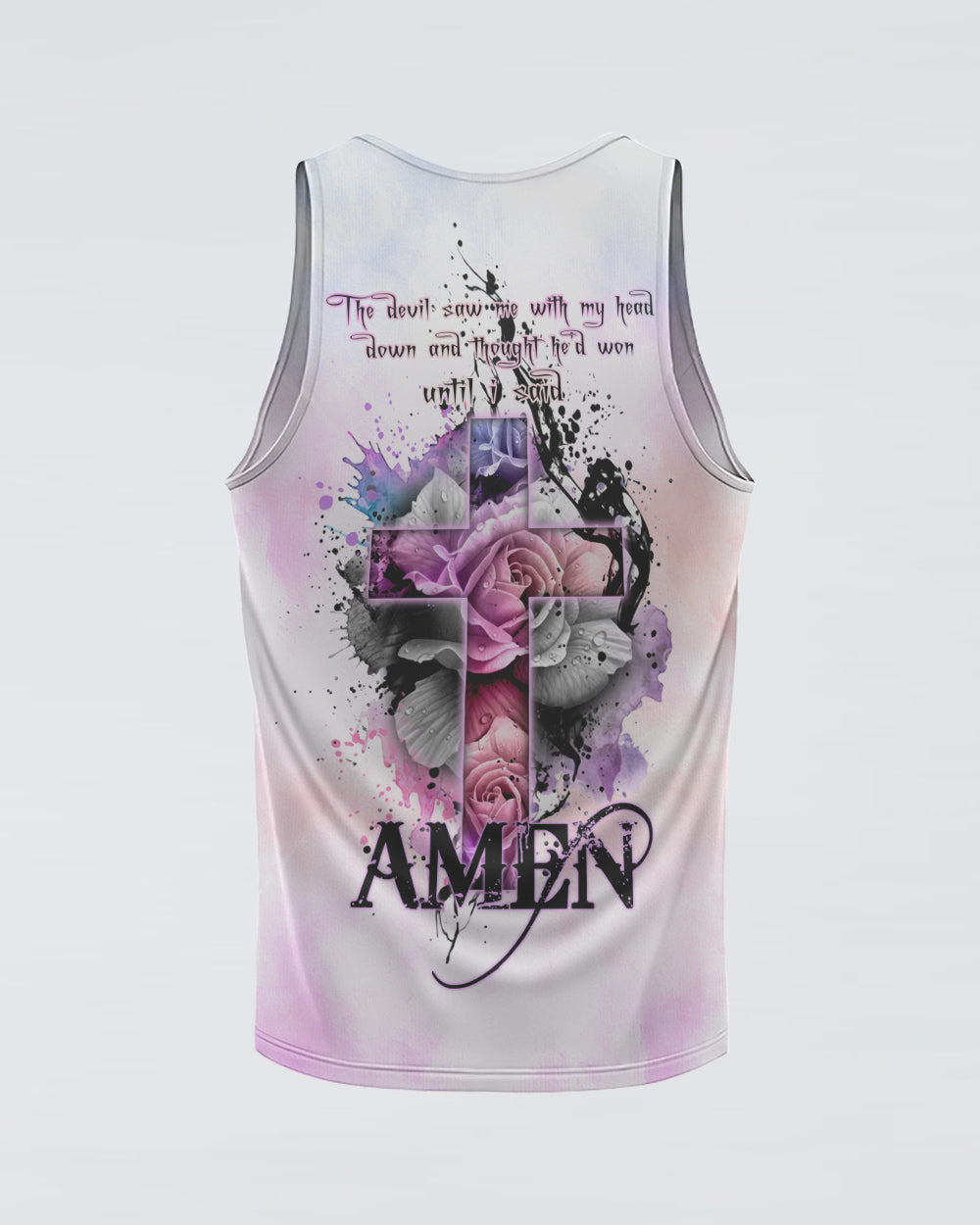 The Devil Saw Me With My Head Down Rose Cross Women's Christian Tanks