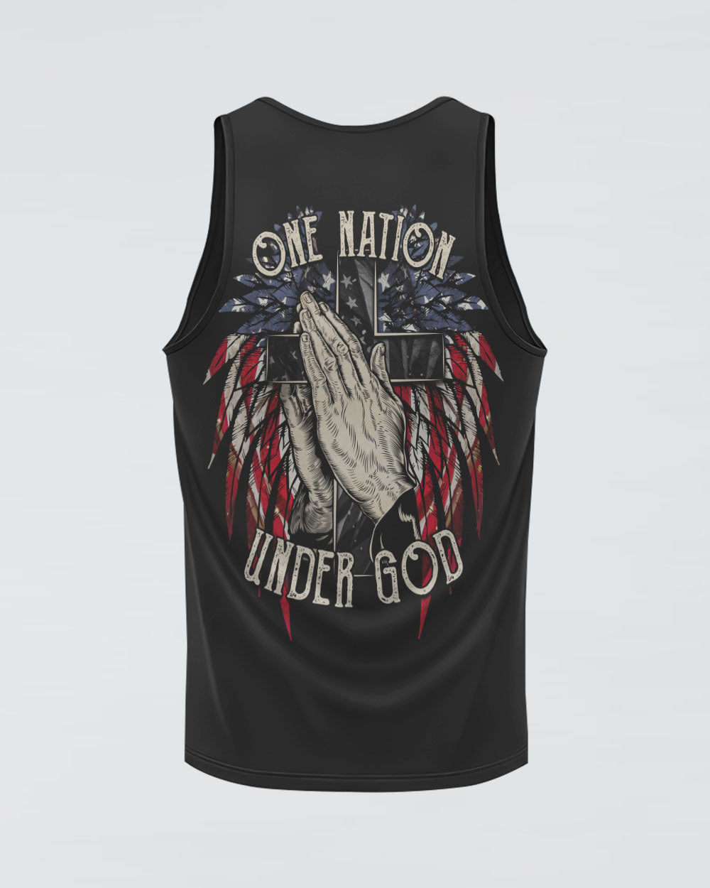 One Nation Under God Wings Hand Women's Christian Tanks