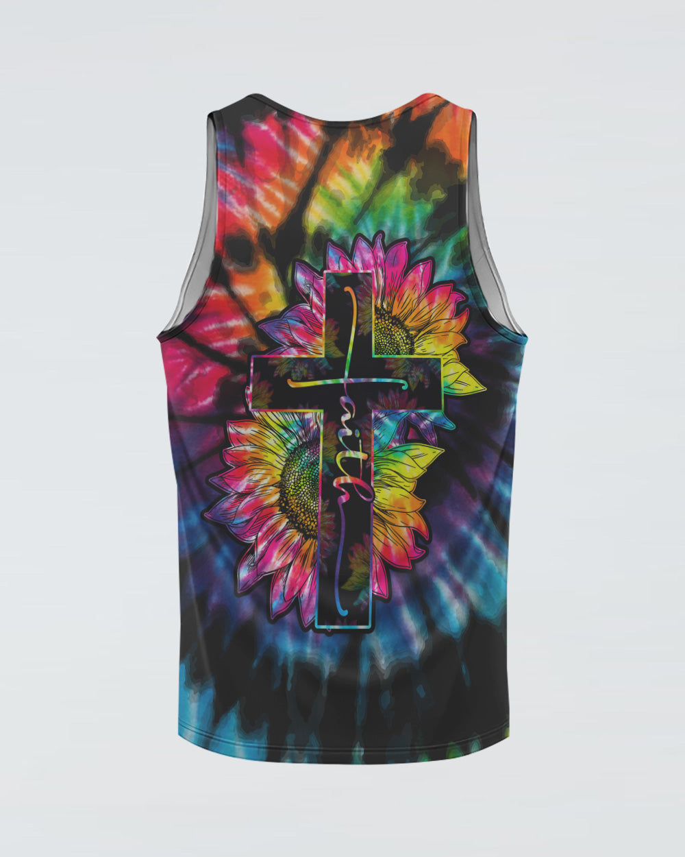 Sunflower Cross Full Tie Dye Faith Women's Christian Tanks