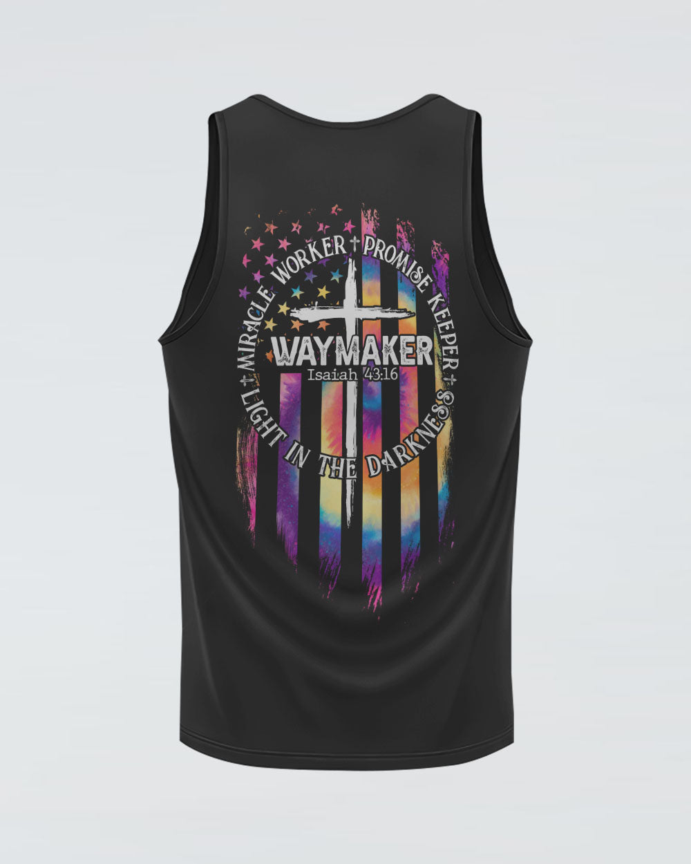 Way Maker Miracle Worker Flag Tie Dye Women's Christian Tanks