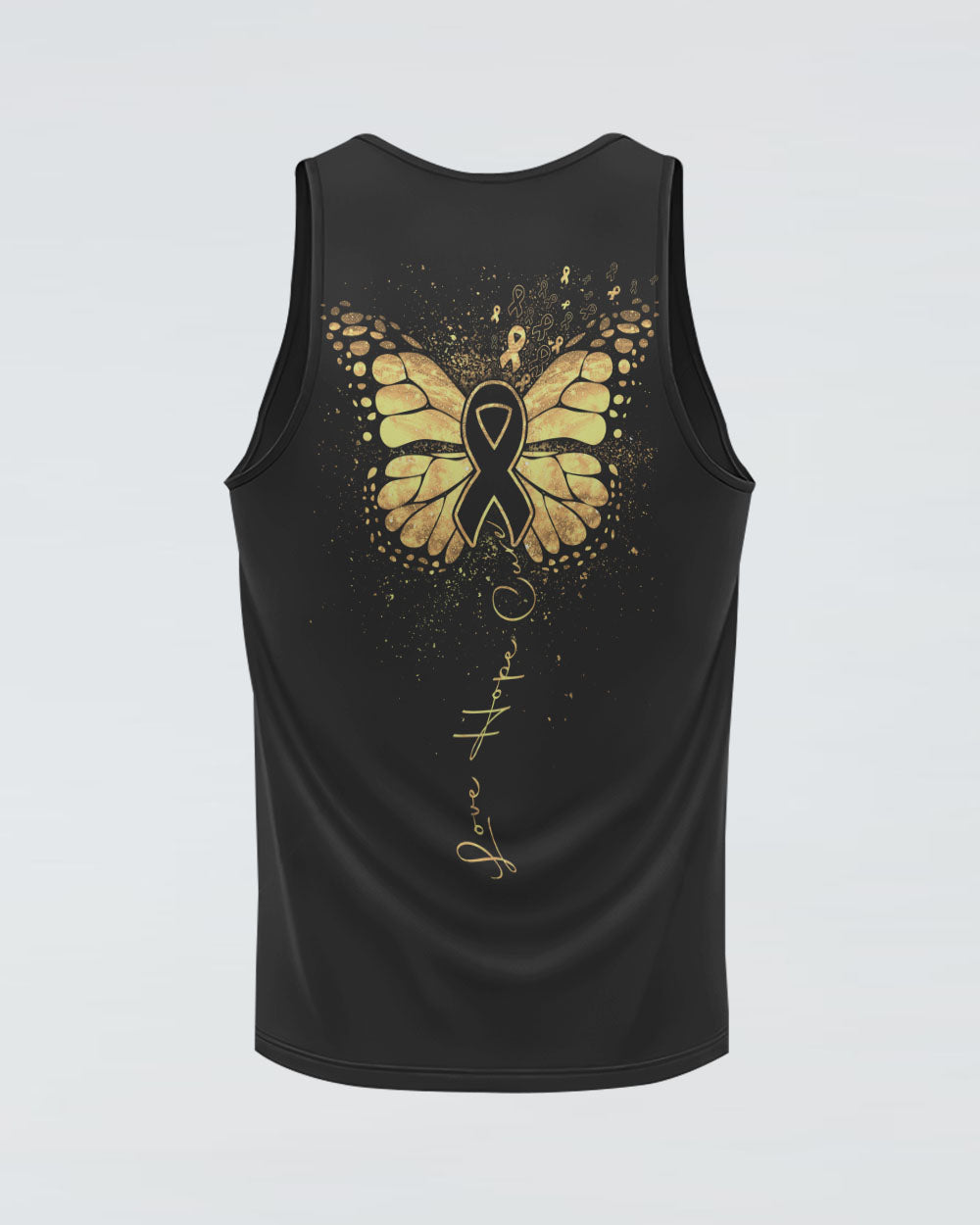 Love Hope Cure Butterfly Ribbon Women's Childhood Cancer Awareness Tanks