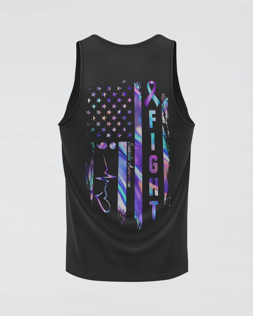 Holo Fight Suicide American Flag Women's Suicide Prevention Awareness Tanks