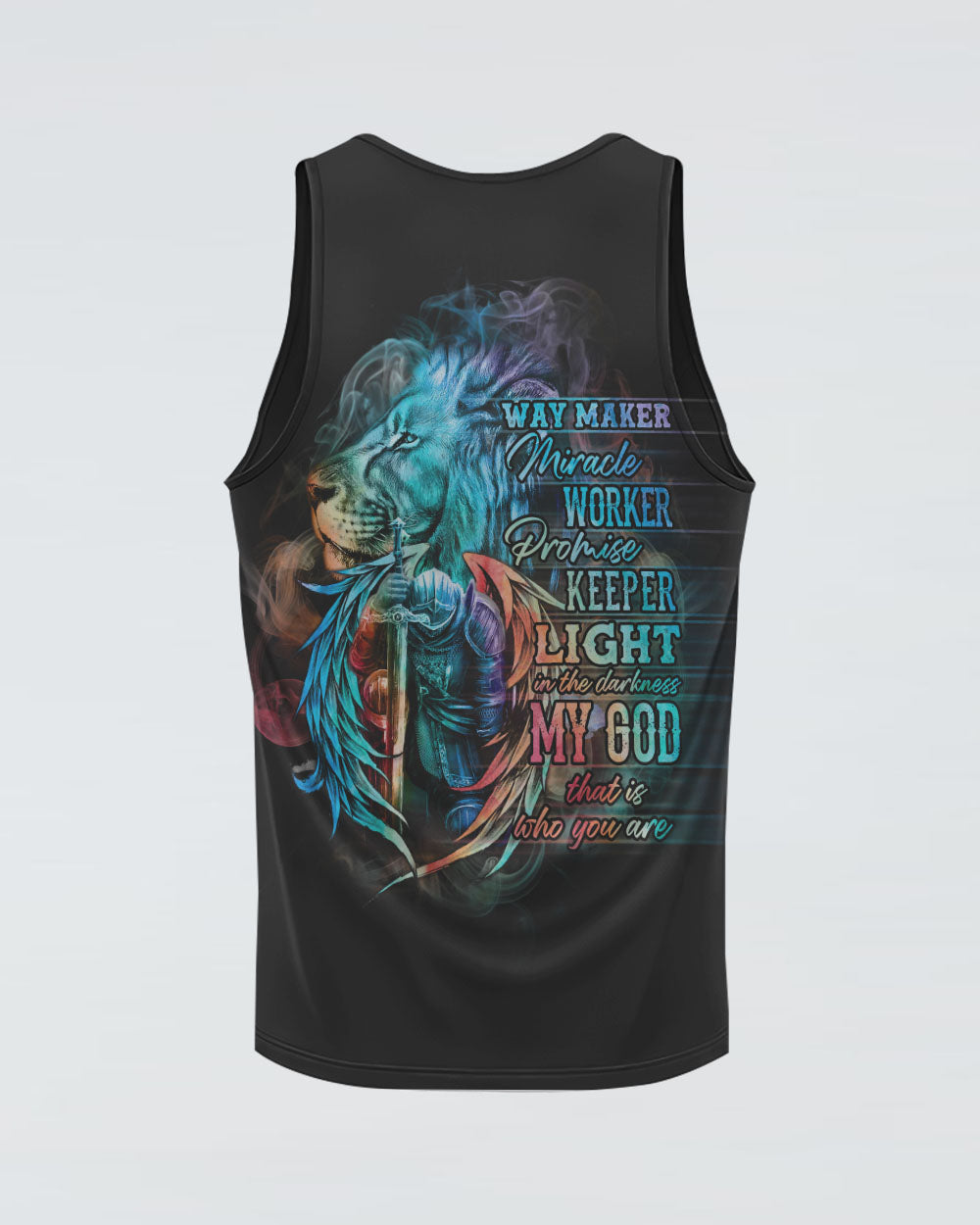 Faith Jesus Lion Warrior Colorful Smoke Women's Christian Tanks