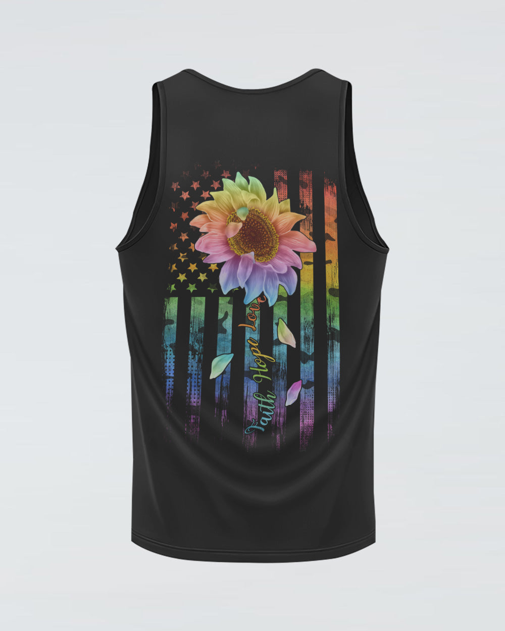 Faith Hope Love Rainbow Sunflower Flag Women's Christian Tanks
