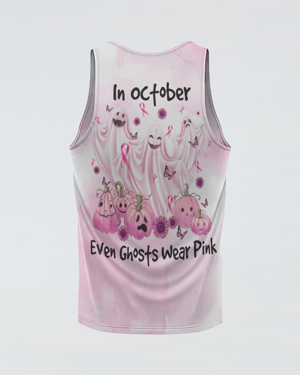 In October Even Ghosts Wear Pink Women's Breast Cancer Awareness Tanks