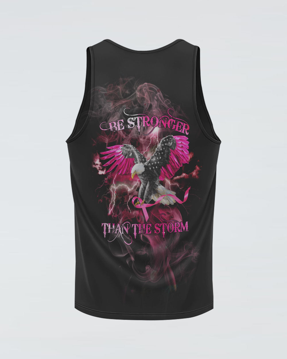 Be Stronger Than The Storm Eagle Pink Smoke Women's Breast Cancer Awareness Tanks