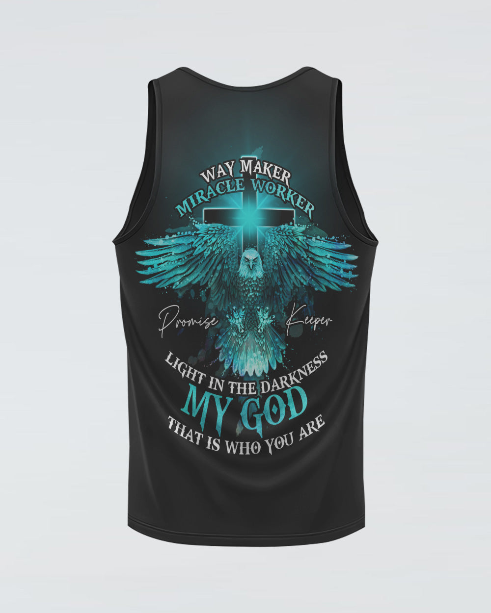 Way Maker Miracle Worker Teal Eagle Cross Women's Christian Tanks