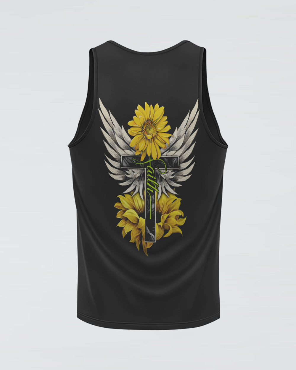 Painting Sunflower Cross Faith Wings Women's Christian Tanks