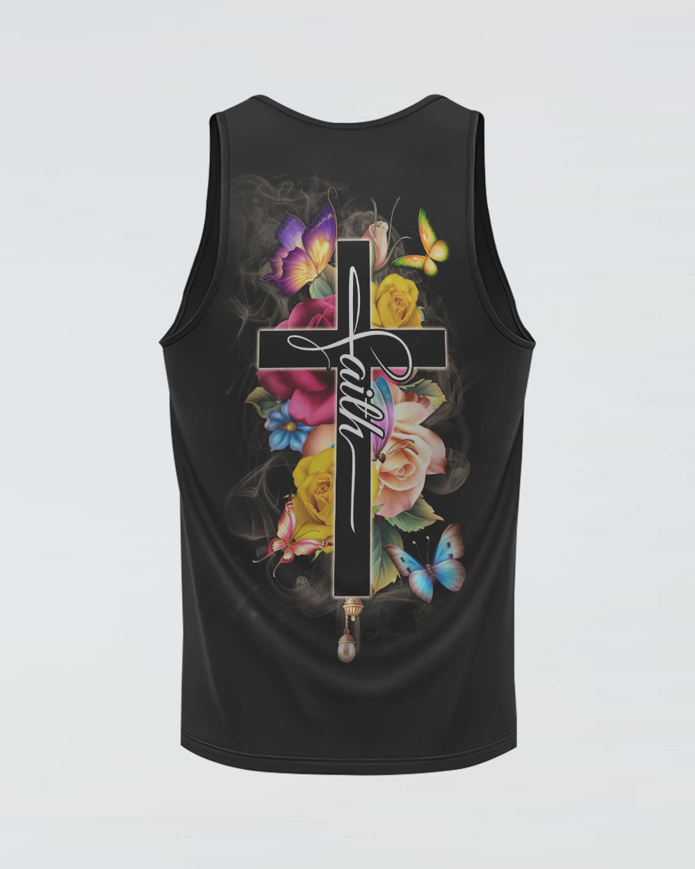 Faith Flowers Cross Butterfly Smoke Women's Christian Tanks