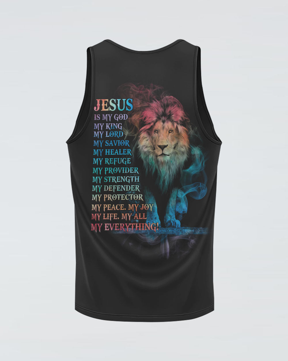 Jesus Is My God My King My Lord Colorful Lion Women's Christian Tanks