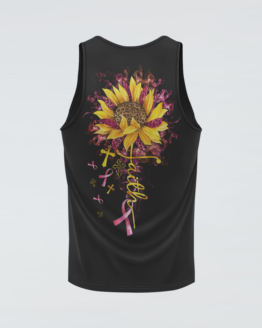Faith Leopard Sunflower Women's Breast Cancer Awareness Tanks
