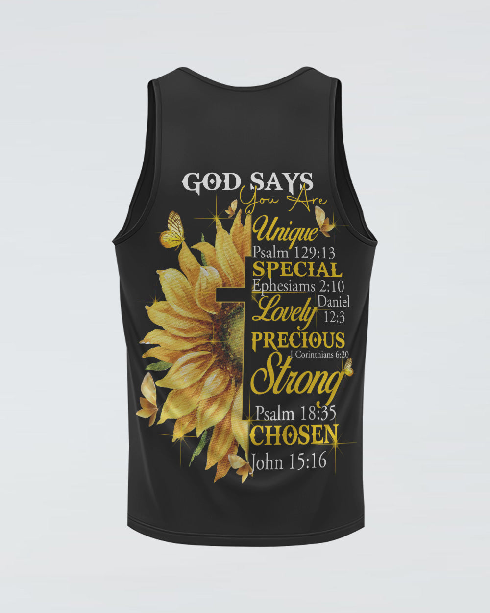 God Say You Are Sunflower Butterfly Cross Faith Women's Christian Tanks