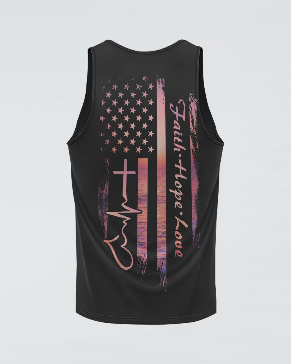 Faith Hope Love Sunset Beach Flag Women's Christian Tanks