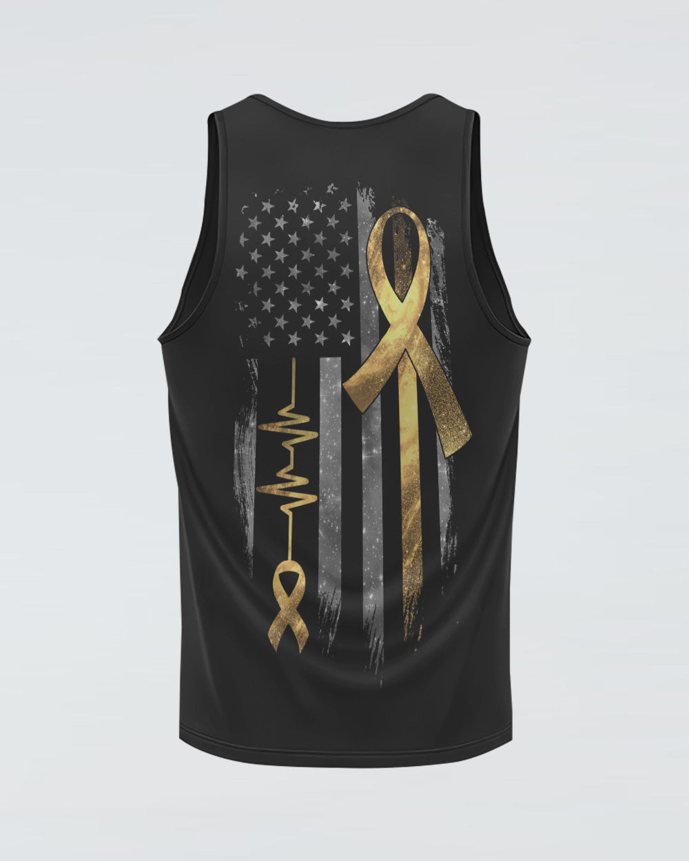 Galaxy Ribbon Heartbeat Flag Women's Childhood Cancer Awareness Tanks